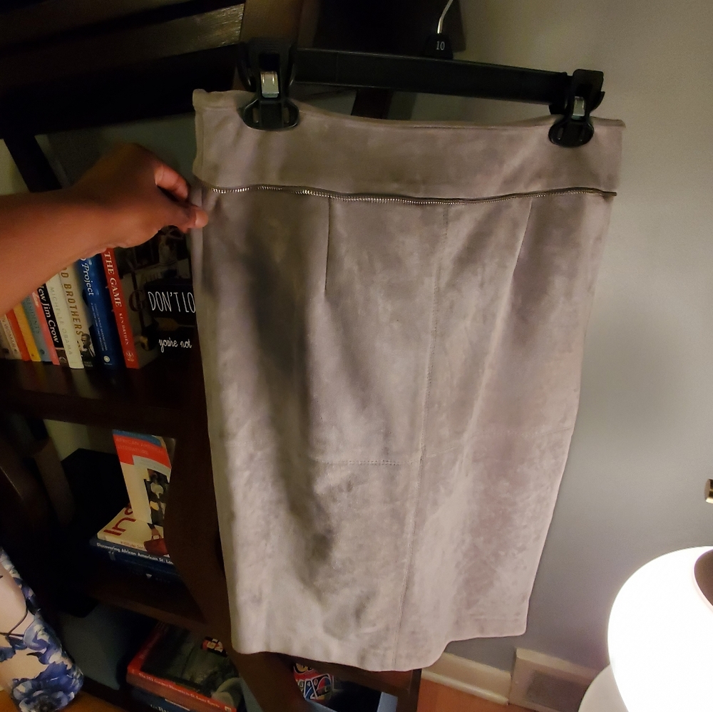 Calvin Klein Grey Faux Suede Skirt